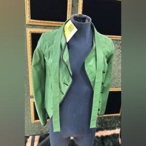 Chic Green Leather Jacket for Women